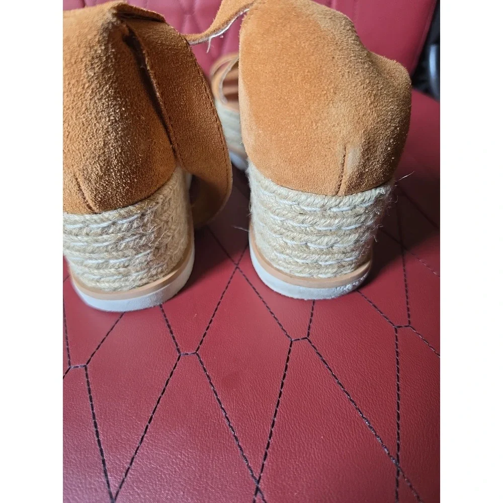 Dolce Vita Liza Tan Suede Espadrille Platform Wedge Sandals Womens 9 M Lug Sole